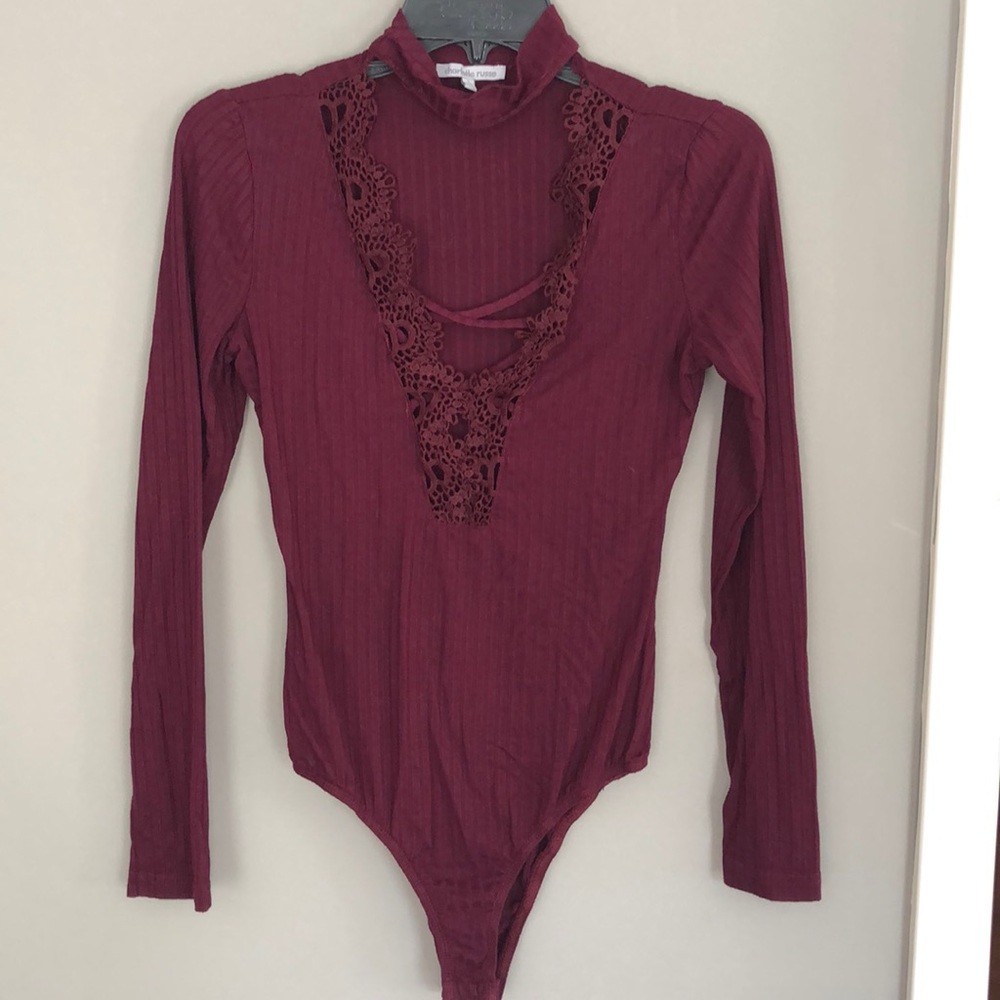 Charlotte Russe, S, ribbed/lace bodysuit